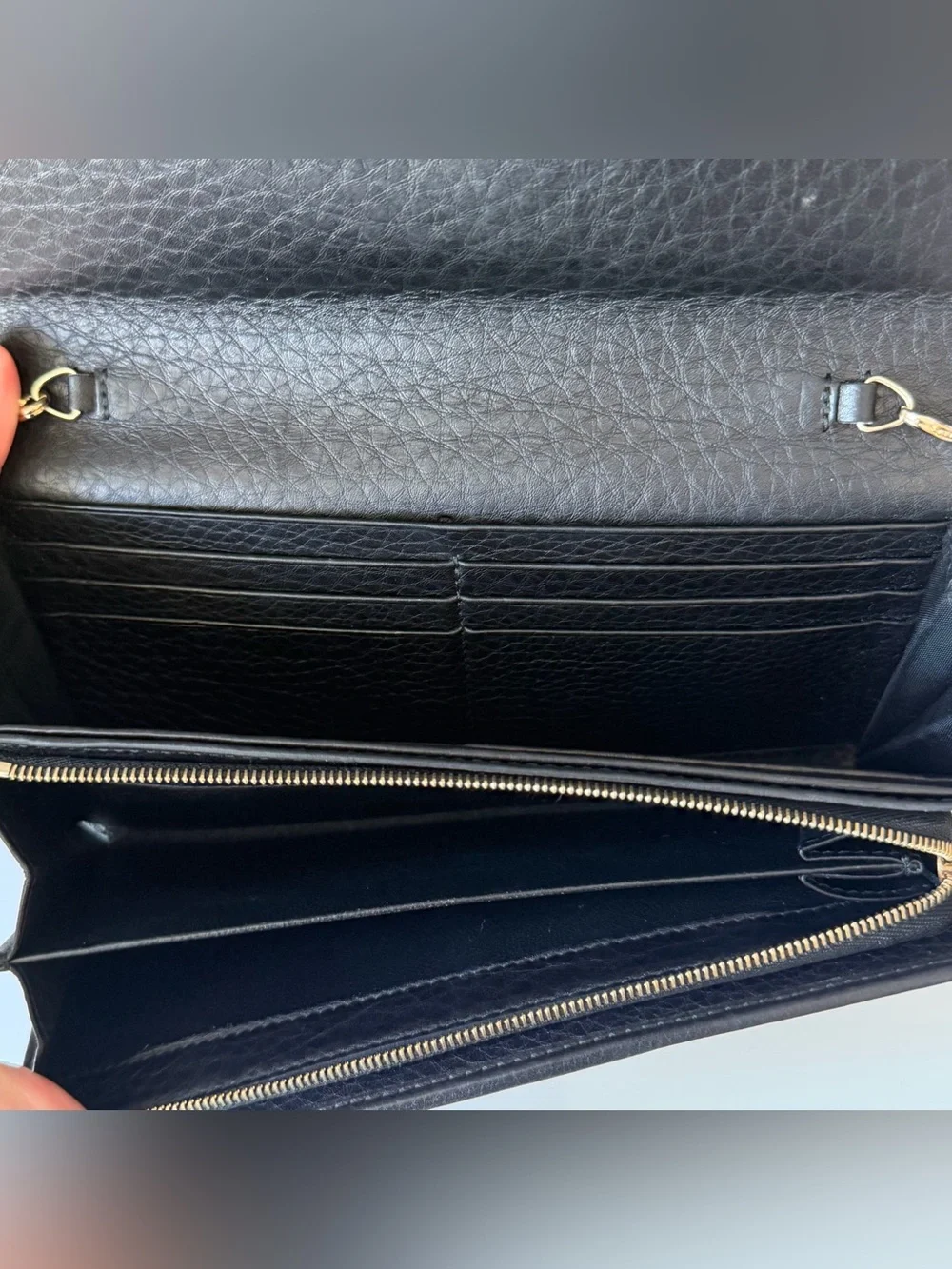 Gucci Horsebit Web Wallet On Chain Black Leather WOC Detachable Strap - Picture 9 of 15